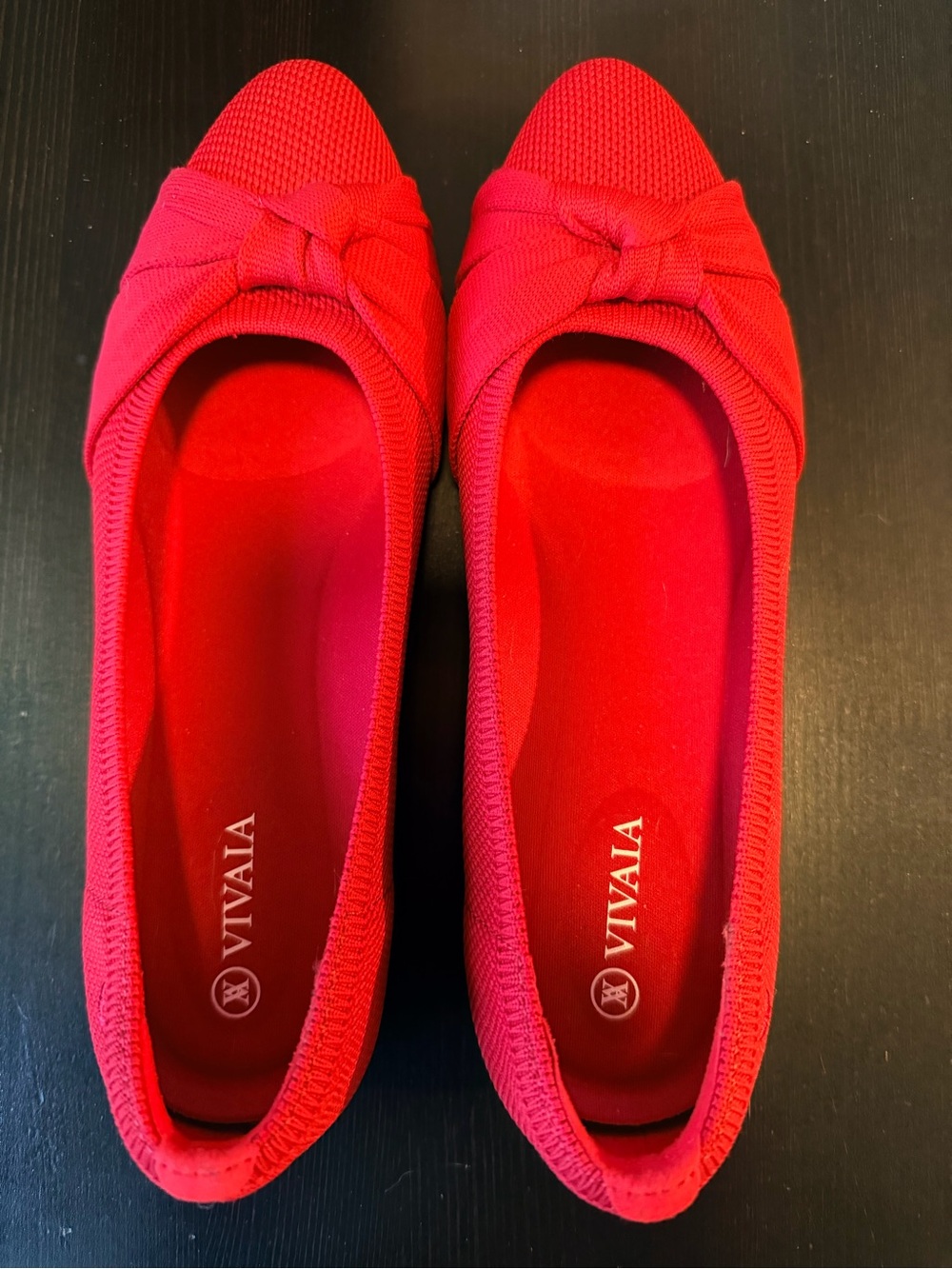 New in box / Vivaia Bibi Ruby Red Knit Bow Ballet Flats